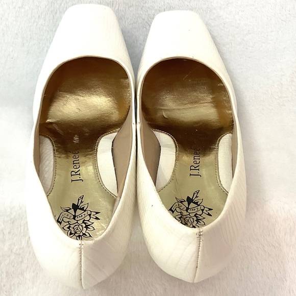 Love J. Renee White “Mary” faux leather Lizard Print  Square Toe pumps  Sz 6.5M - Picture 12 of 16